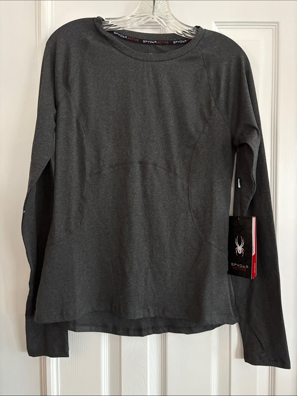 Spyder Active Women’s Long Sleeve Crewneck athletic Top Charcoal gray MEDIUM